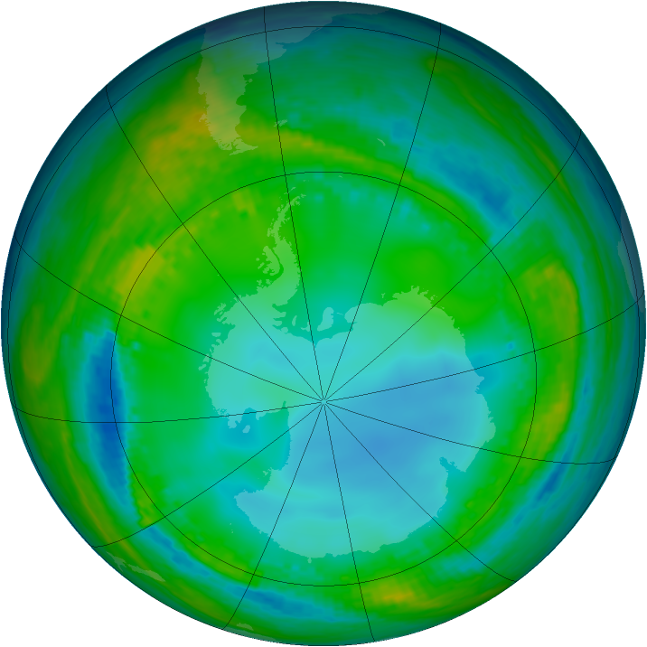 Antarctic ozone map for 21 July 2004